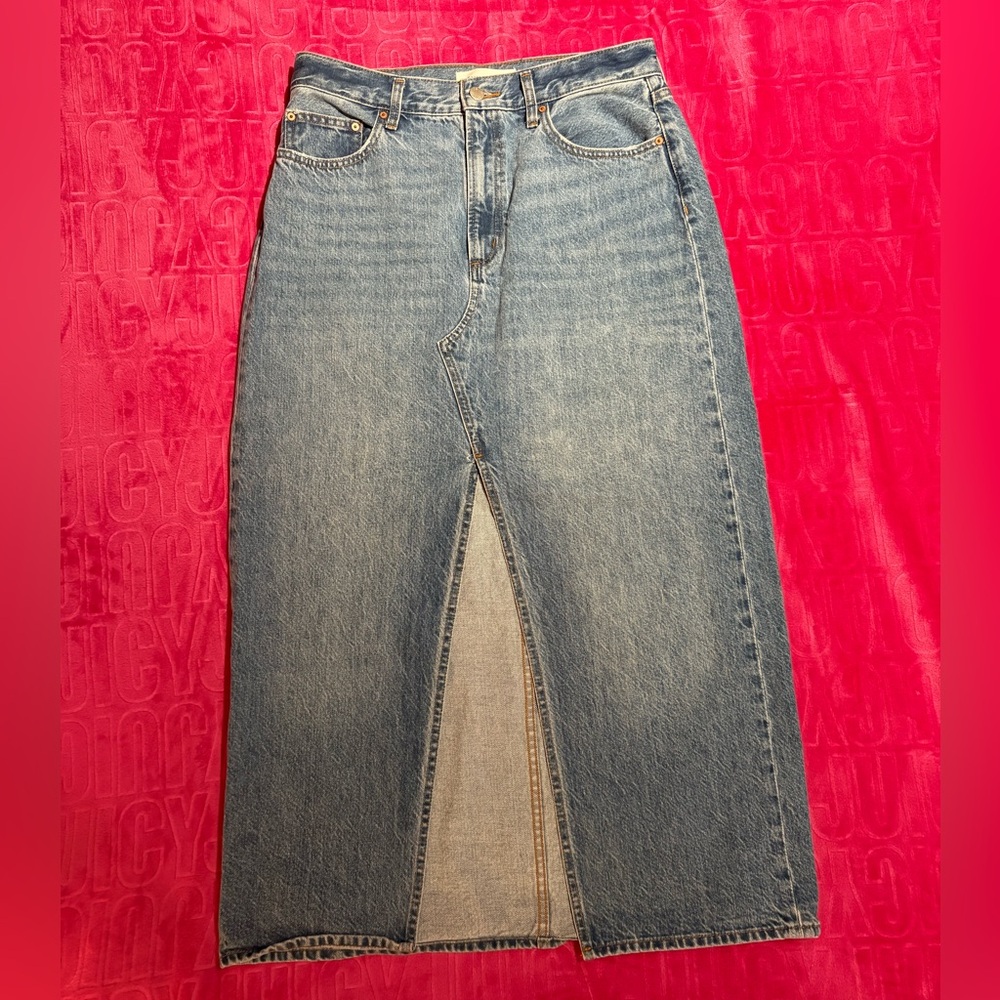 Denim Forum 90s Vintage Maxi Jean Skirt – High Rise – Size 31